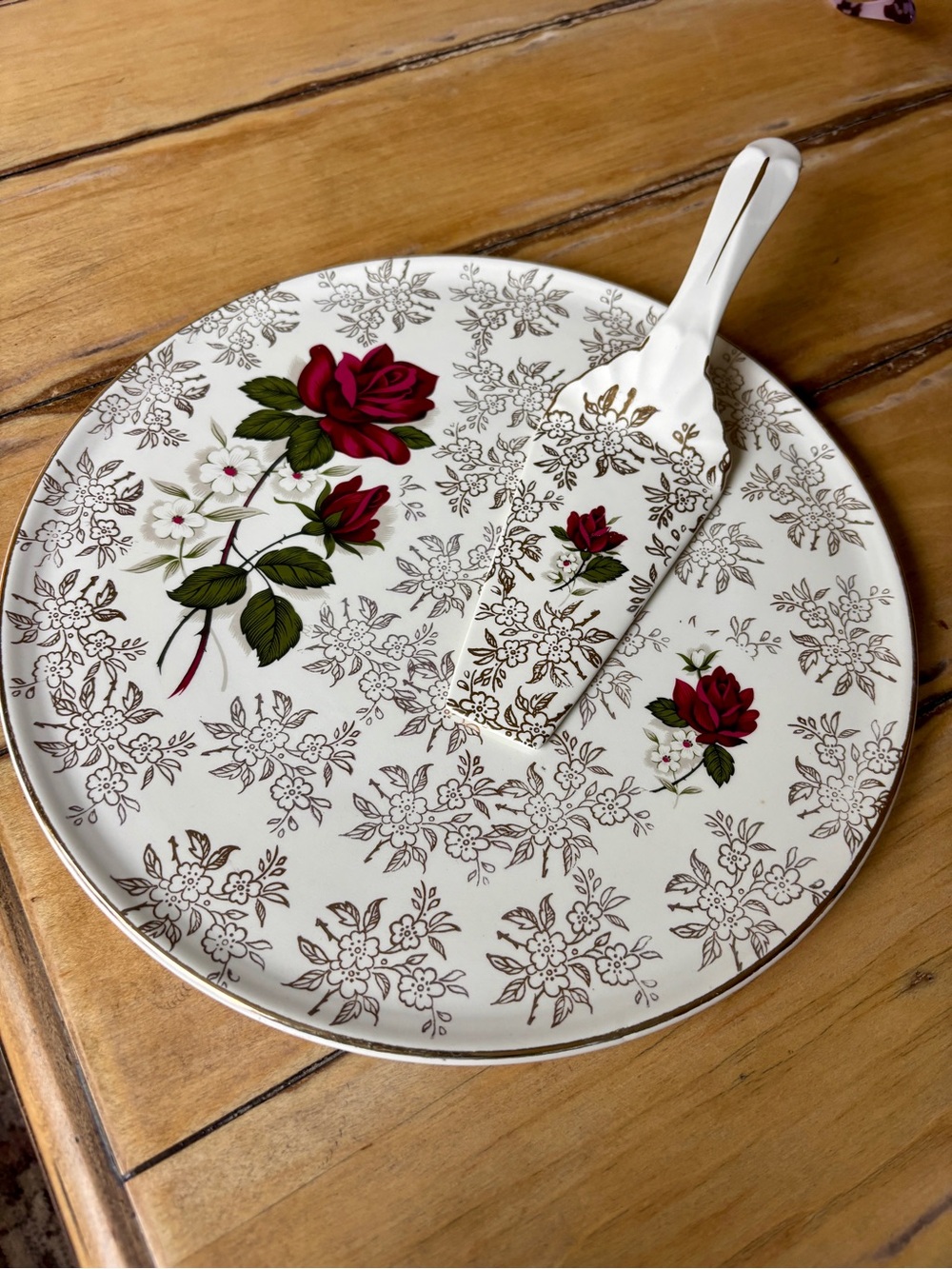 🌹 Vintage H. Aynsley English Cake Plate & Server